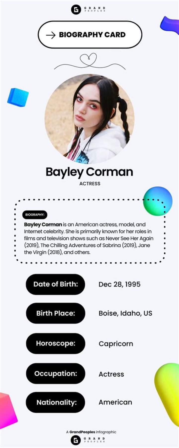 Bayley Corman’s biography, net worth, fact, career, awards and life story