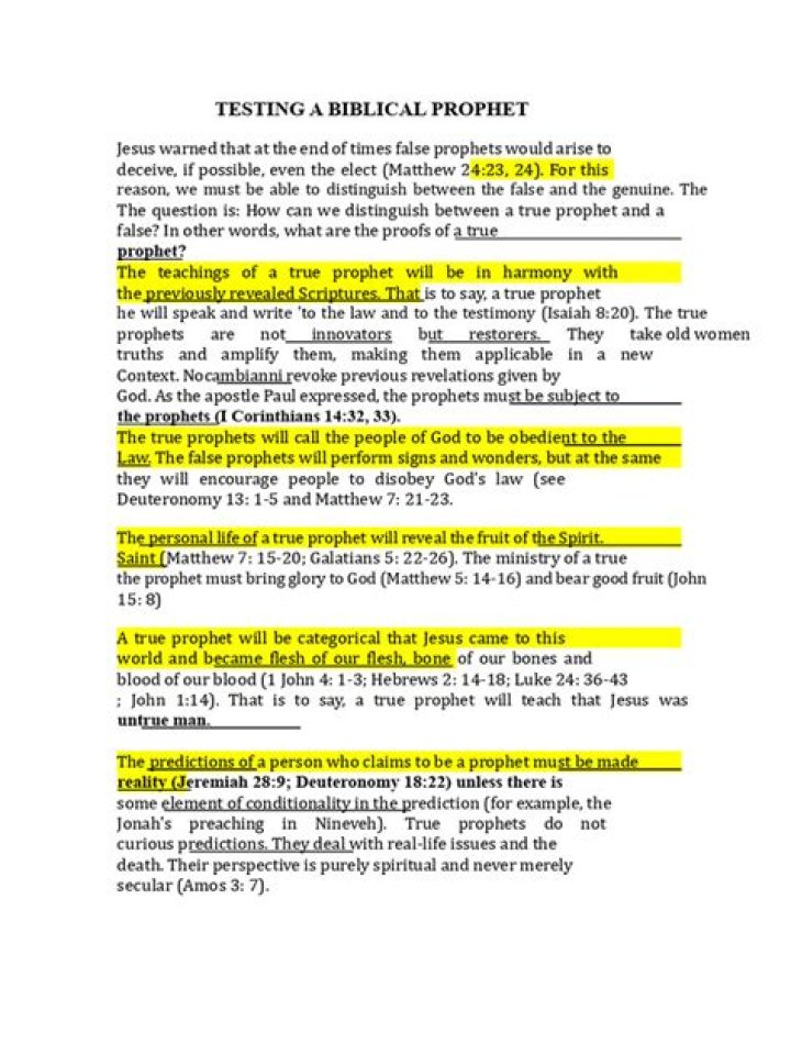 Characteristics of a true prophet