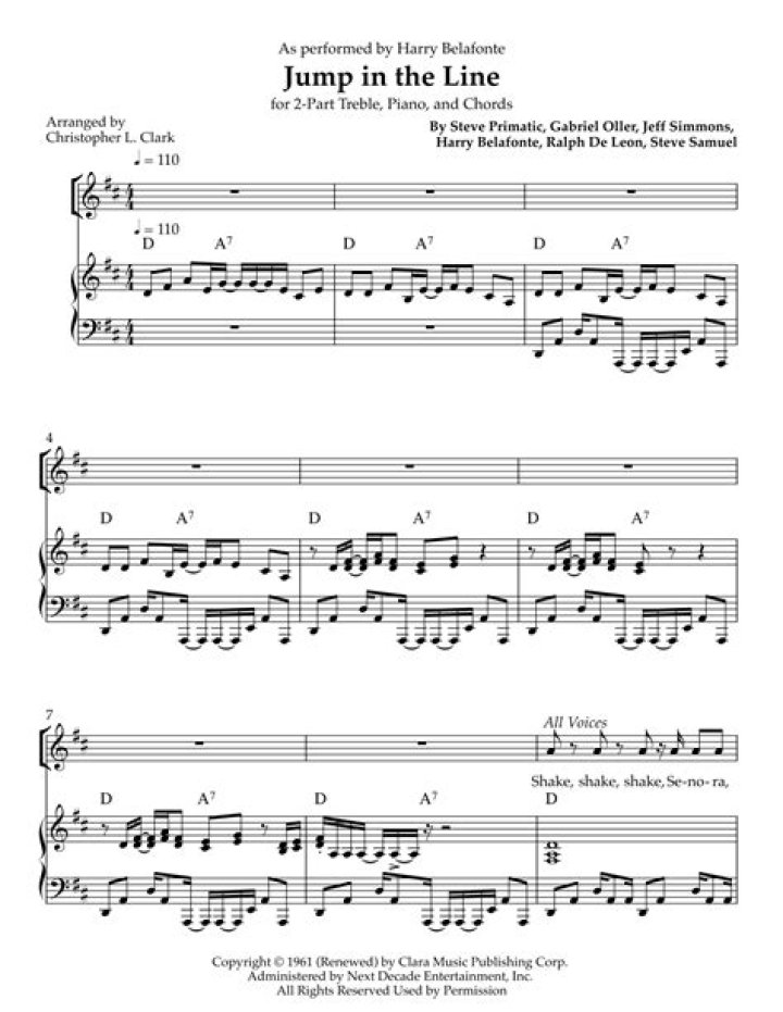 Harry Belafonte’s
Jump In The Line Lyrics