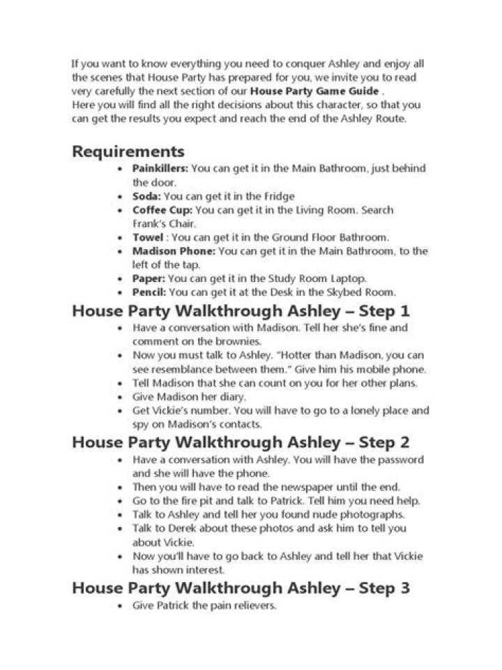 House Party Walkthrough: Rachel, Ashley, Leah & Madison Complete Guide