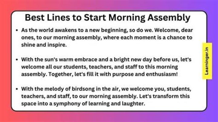 How to start a morning assembly speech