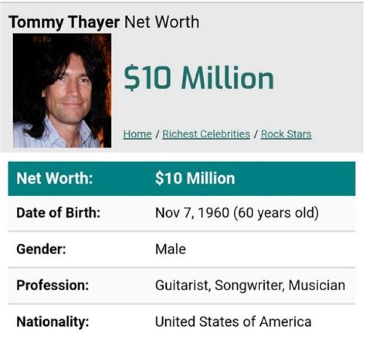 Tommy Thayer Net Worth, Income, Salary, Earnings, Biography